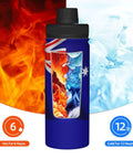 Flag Print Insulated Water Bottle For Outdoor Adventures And Gym, Double Wall Stainless Steel Keeps Hot Coffee Or Ice Cold For Hours