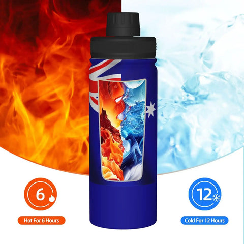 Flag Print Insulated Water Bottle For Outdoor Adventures And Gym, Double Wall Stainless Steel Keeps Hot Coffee Or Ice Cold For Hours