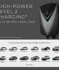 Fast Level 2 EV Charger For Tesla And NACS, 40 Amp 240V Home Charge Station, show compatibility with various EV models