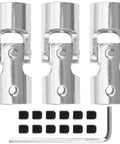 3-pack aluminum universal U-joint couplers for 12mm to 12mm shafts with set screws and Allen key