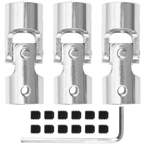 3-pack aluminum universal U-joint couplers for 12mm to 12mm shafts with set screws and Allen key