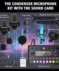 Upgraded Dual Mic Podcast Kit Bundle With Denoise And 10 Built In Effects Plus 4 Custom Sound Pads Bluetooth Wireless Music layout