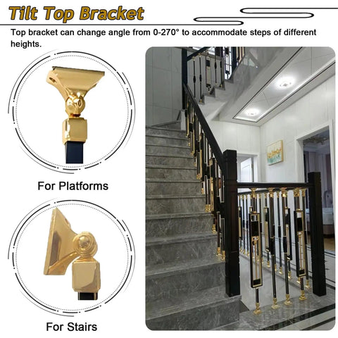Hella Sturdy Square Deck Balusters And Stair Spindles Kit Featuring 37 Inch Adjustable Swivel Base on stair railing.