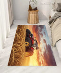 Tractor Farm Gear Area Rug 8x10 Feet Non Slip Low Pile Machine Washable Carpet For Living Room Bedroom Nursery Dining Room Home Office Sunset Wheat Field Design