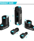 Five Piece Oxygen Sensor Socket And Thread Chaser Kit For Cars With 22mm Offset Sockets In One Half Inch And Three Eighth Inch Drives Long Socket M12 By One Point Two Five And M18 By One Point Five Thread Chasers displayed with dimensions and sizes.