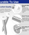 Top Shelf Number 8 White Wood Screws Assortment With Truss Head Design, 170 Piece Carbon Steel Set showing smooth white heads and spiral threads.