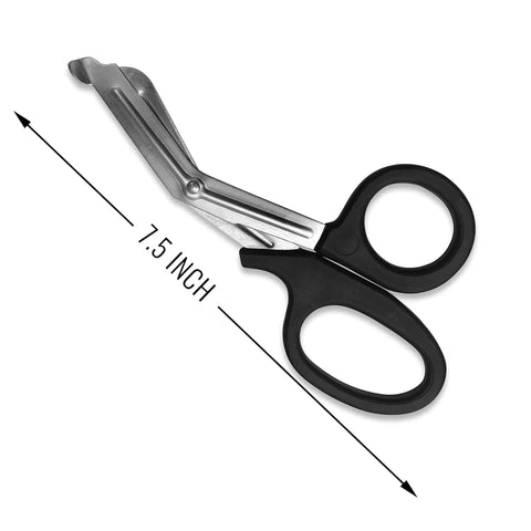 Six Piece EMT Trauma Shears Set With Multi Color Handles And Heavy Duty Non Stick Stainless Steel Blades Ready For EMS Pros Nurses And First Aid Ergonomic Grip For Quick Cuts And Durable Use 7.5 inch black handle