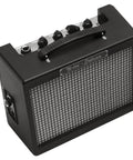 MD 20 Mini Deluxe Guitar Amp Bundle With Power Supply, compact black practice amp, top view with control knobs