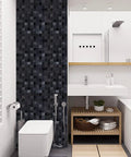 Modern bathroom with Peel And Stick Copper Metal Mosaic Backsplash For Kitchen, Self Adhesive Aluminum Panels With 3D Texture wall.