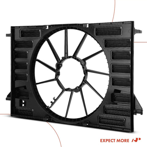 Engine Radiator Cooling Fan Shroud Compatible With 2017 Through 2024 Audi A4 A5 A6 Quattro Allroad detailed view side angle.