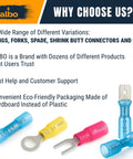 Promotional image highlighting Yellow Beefed Up Heat Shrink Ring Terminal Kit 250 Pieces 12 To 10 AWG Six Sizes Waterproof Tinned Copper Connectors