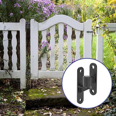 Premium Heavy Duty 304 Stainless Steel Gate Hinges 2 Pack Wall Mounted Rust Resistant Surface Mount Hardware For Fences Barns And Garage Doors No Sweat Setup on white garden gate.