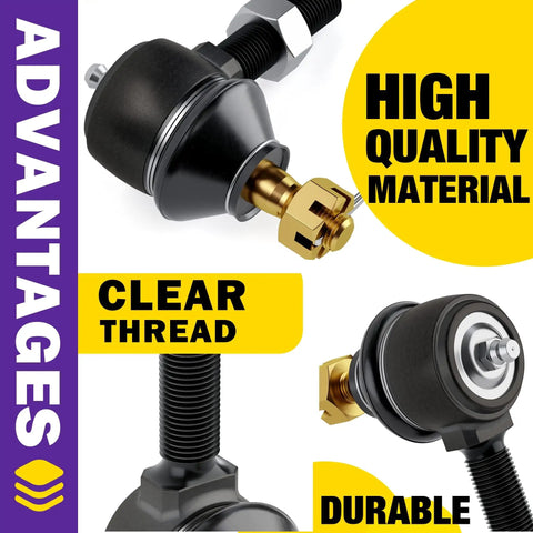 Ds Golf Cart Tie Rod End Kit 3 Pc Ball Joint Replacement For Club Car Ds 1976 2008 Driver And Passenger Side Fits Gas And Electric OEM 7539 7540 Beefy Heavy Duty Steel shown close-up