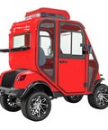 Rugged Electric Golf Cart Featuring True HVAC Heating And Climate Control 48V Ac Motor Smooth Handling Chassis glossy red exterior