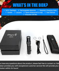 Rechargeable 1200 Lumen Compact Flashlight With Power Display IP67 Waterproof 5 Light Modes 984ft Throw EDC Pocket Size