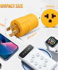 Game Changer Generator Power Adapter Converts Live 30 Amp Nema L14 30 Inlet Straight To Simple 20A Wall Sockets with compact design.