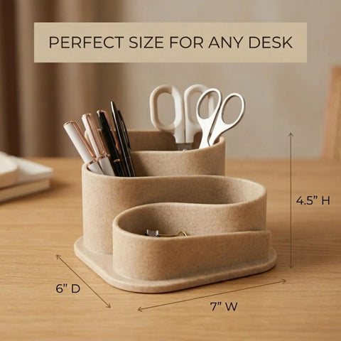 Must Have Aesthetic Desk Organizer For Modern Workspaces With Boho Pen Holder And Neutral Beige Desk Accessories on table