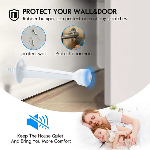 3 Inch Door Stopper Eight Pack Heavy Duty Solid Zinc Alloy Door Stops With Plastic Tip installed on door for protection