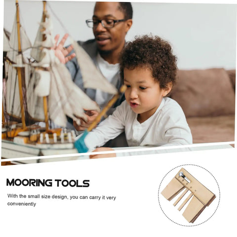 Father and son using Wooden Mooring Tool For DIY Sailing Model Kits Dope Lightweight Display Tool For Model Ship Building Projects