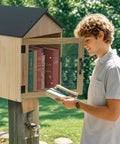 Outdoor Wooden Little Library Box For DIY Book Exchange In Neighborhoods And Schools Sturdy Pine Wood Literature Box