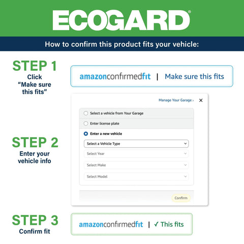 Instructions for using Amazon confirmed fit tool to check compatibility of Premium Engine Air Filter For 2017-2022 Honda CR-V 1.5L And 2016-2021 Civic 1.5L