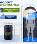 Go-To Lightweight 3-Season Sleeping Bag For Adults With Waterproof Shell Packable Backpacking Gear With Compression Sack