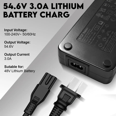 Universal 54.6V 3A Smart Charger For 48V Lithium Bikes Scooters And Hoverboards Fast Charge With 100 To 240V Input 7 In 1 Replacement Kit Featuring Interchangeable Connectors Compatible With Segway Volpam Jetson And More