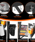 Pizza Prep Table With Topping Station Outdoor Grill Cart 45 Inch Heavy Duty Backyard Kitchen Station features outlined