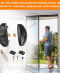 Replacement Screen Door Handle For CRL A255 And Andersen Sliding Doors Black Finish Set with installation components