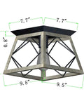 Rustic Farmhouse Flush Mount Ceiling Light Fixture With Wrought Iron Oak White Accents And ORB Details, dimensions shown, 9.5 inches
