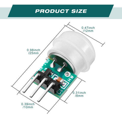 AM312 PIR Sensor Module 10 Pack Mini Pyroelectric Infrared Motion Detector For DIY Electronics 2 7V To 12V dimensions displayed