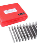 Garage Ready Premium Workshop Grade Precision Machinist Parallels Eighth Inch Thick Five Inch Long Ten Matched Pair Drill Press Layout Blocks Hardened Tool Set with red case and steel parallels.