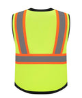 Back view of Heavy Duty Class 2 High Visibility Reflective Safety Vest With Zip Front And Five Pockets Ansi Certified Workgear