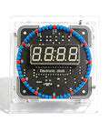60s Clock DIY Kit for Soldering Practice, Digital Clock With Transparent Case and Power Cable, Alarm, Temperature display