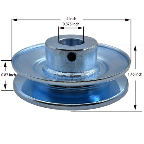 4 Inch Outside Diameter Single Groove V Belt Pulley For A B 5L 4L Belts Seven Eighths Inch Bore Carbon Steel Zinc Plated Motor Pulley Durable 1020 Steel Construction