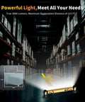 Under Hood Work Light Bar With 3000LM LED Cordless 5200mAh Magnetic Hood Light illuminating a large warehouse.