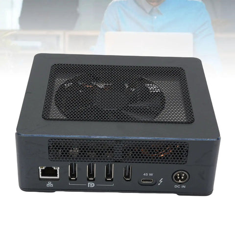 Pro Grade Portable Thunderbolt Three External Gpu Dock Amp Up Your Gaming Rig With Radeon Rx 6600 showing back ports and fan grill.