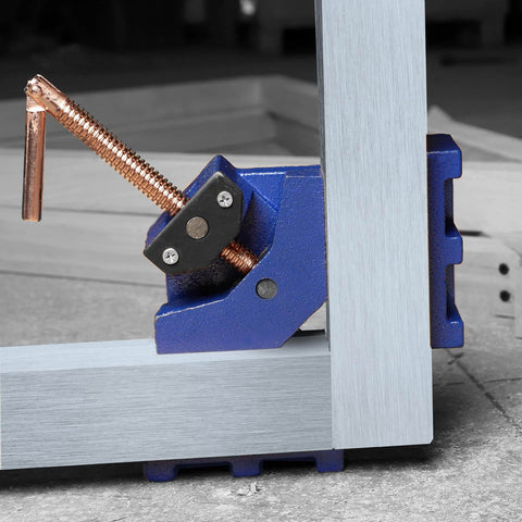 Heavy Duty Cast Iron Welder's Angle Clamp For Precise 90 Degree Joints, Unobstructed Workspace, Two Way Swivel Spindle Auto-Adjusts