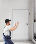 Rock Solid Fire Rated Access Panel Recessed Wall Inspection Door Heavy Duty Aluminum Honeycomb Lockable, installed in a modern interior.