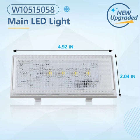 LED Refrigerator Light Replacement W10515058 For Three LEDs Ceiling Mid Section And Freezer Easy Install 4.92x2.04 inches