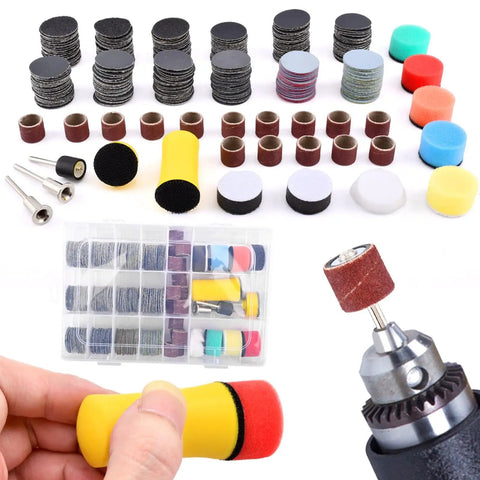 Pro Grade All In One 268 Piece 1 Inch Wet And Dry Sanding Kit with sanding discs, drums, and rotary tool accessories