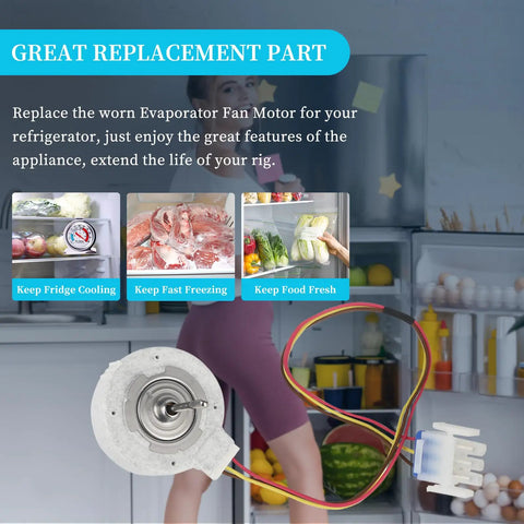 Refrigerator Evaporator Fan Motor Replacement For Frigidaire Kenmore Electrolux Plug And Play Drop In Replacement With PS11775846