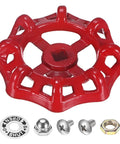Heavy Duty Red Painted Cast Iron Outside Faucet Handle For 8x8mm Square Stem Spigot Valve Kit with hardware and screws.