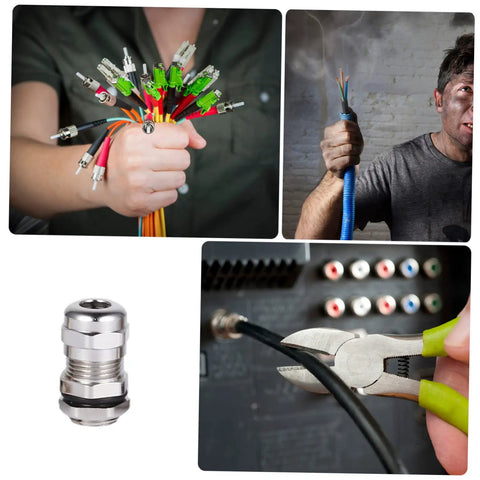 5 Piece Metal Cable Connector Kit With Waterproof Glands And Fasteners For Machinery Electrical Control Boxes Durable Wire Fixers