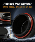 Two Pack Trailer Bearing Dust Cap With O Ring Grease Cover For Dexter Vortex Marine Trailers shown in black with red o-ring