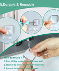 Instructions for using Self Adhesive Door Stopper Bumper Guards Keep Walls Scratch Free From Doorknob Dings, featuring clear gel pads.