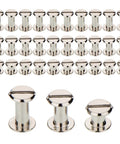Complete 75 Piece Chicago Screw Post Leather Binding Kit with rivet buttons, durable carbon steel screw fasteners, 1/4, 3/8, and 1/2 inch sizes.