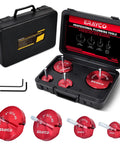 Four Piece PVC Pipe Reamer Kit For Home DIYers With Drill Adaptability Includes 1-1/2 Inch 2 Inch 3 Inch And 4 Inch Reamers Fits Standard 1/2 Inch Drills PVC Fitting Saver For SCH40 PVC CPVC And ABS Pipes in case