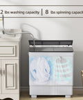 No Sweat Portable Twin Tub Washing Machine 20LB Mini Compact Laundry Set With 12LB Washer And 8LB Spin Dryer setup with water drain.