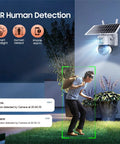 Solar Powered Security Camera With 360 Degree View And 3MP FHD Clarity, 15000mAh Battery, PIR Motion Sensor Flood Light detecting motion
